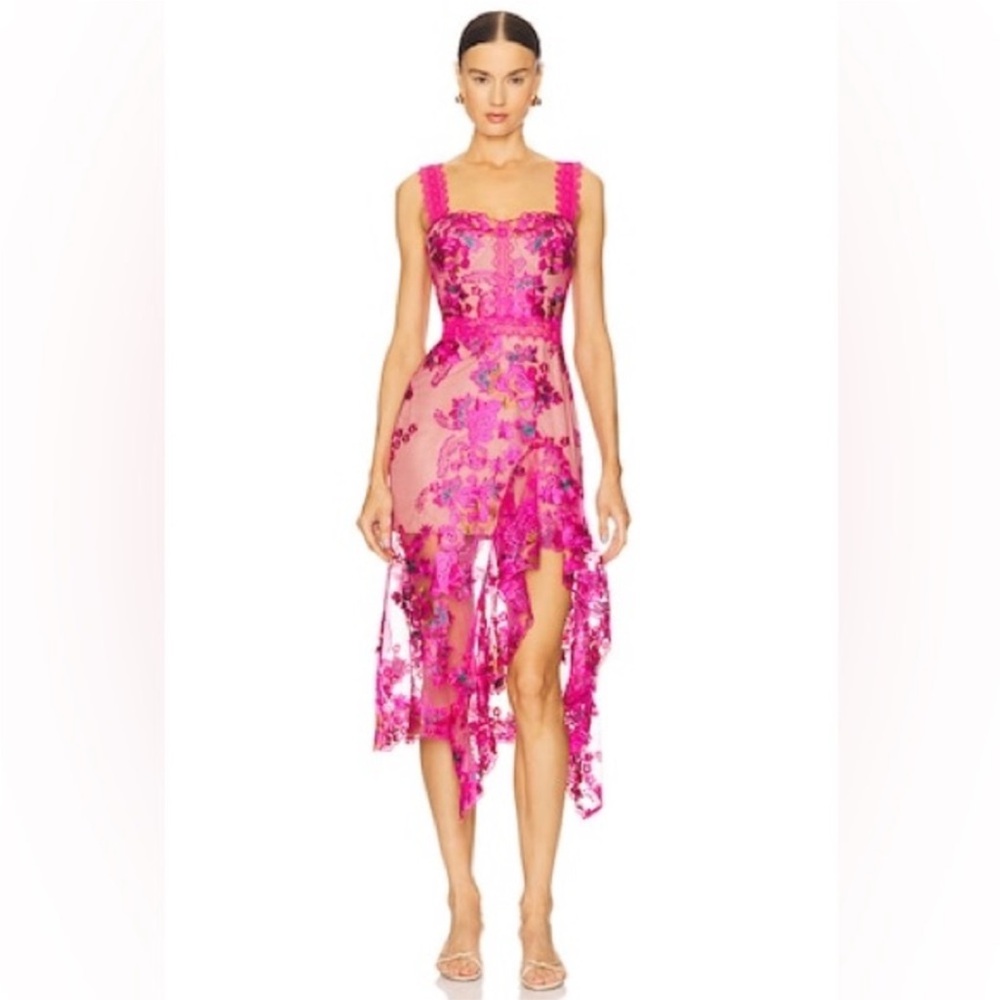 Bronx and Banco Eva Midi Dress in Pink/Fuchsia Size Medium